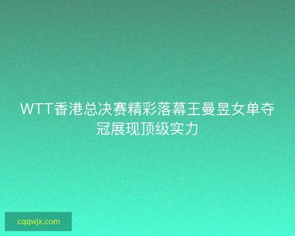 WTT香港总决赛精彩落幕王曼昱女单夺冠展现顶级实力