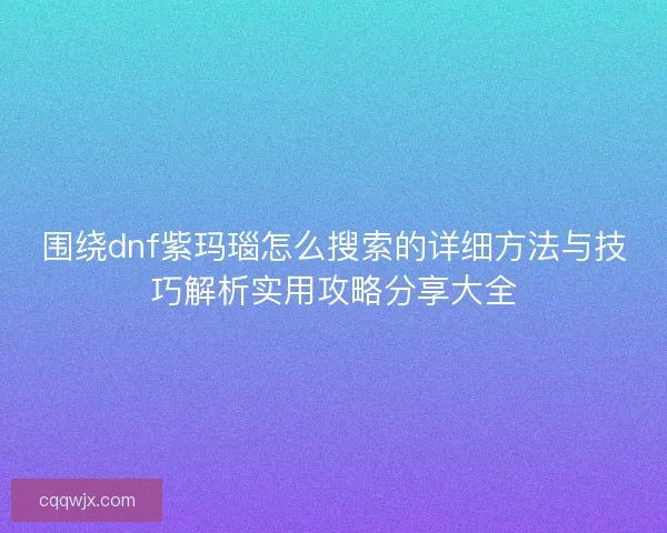 围绕dnf紫玛瑙怎么搜索的详细方法与技巧解析实用攻略分享大全