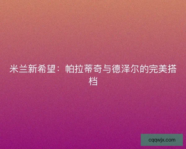 米兰新希望：帕拉蒂奇与德泽尔的完美搭档