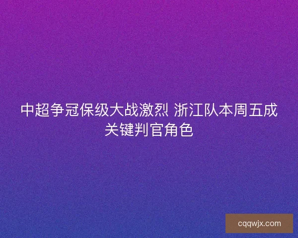 中超争冠保级大战激烈 浙江队本周五成关键判官角色 中超争冠保级大战激烈 浙江队本周五成关键判官角色